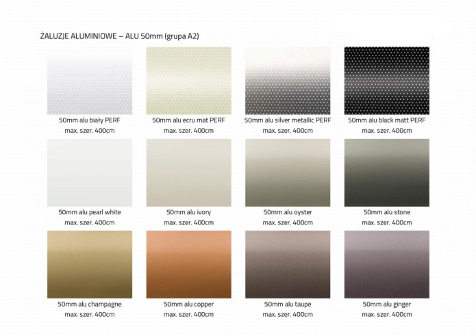 Żaluzja elektryczna ALUMINIOWA 50 mm